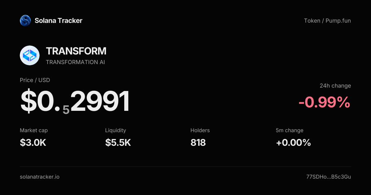 TRANSFORMATION AI (TRANSFORM) Price, Chart & Trading